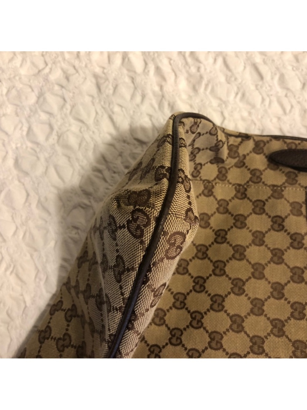 Gucci Beige/Brown GG Canvas Crossbody Bag with Dark Brown Trim - Picture 5 of 7